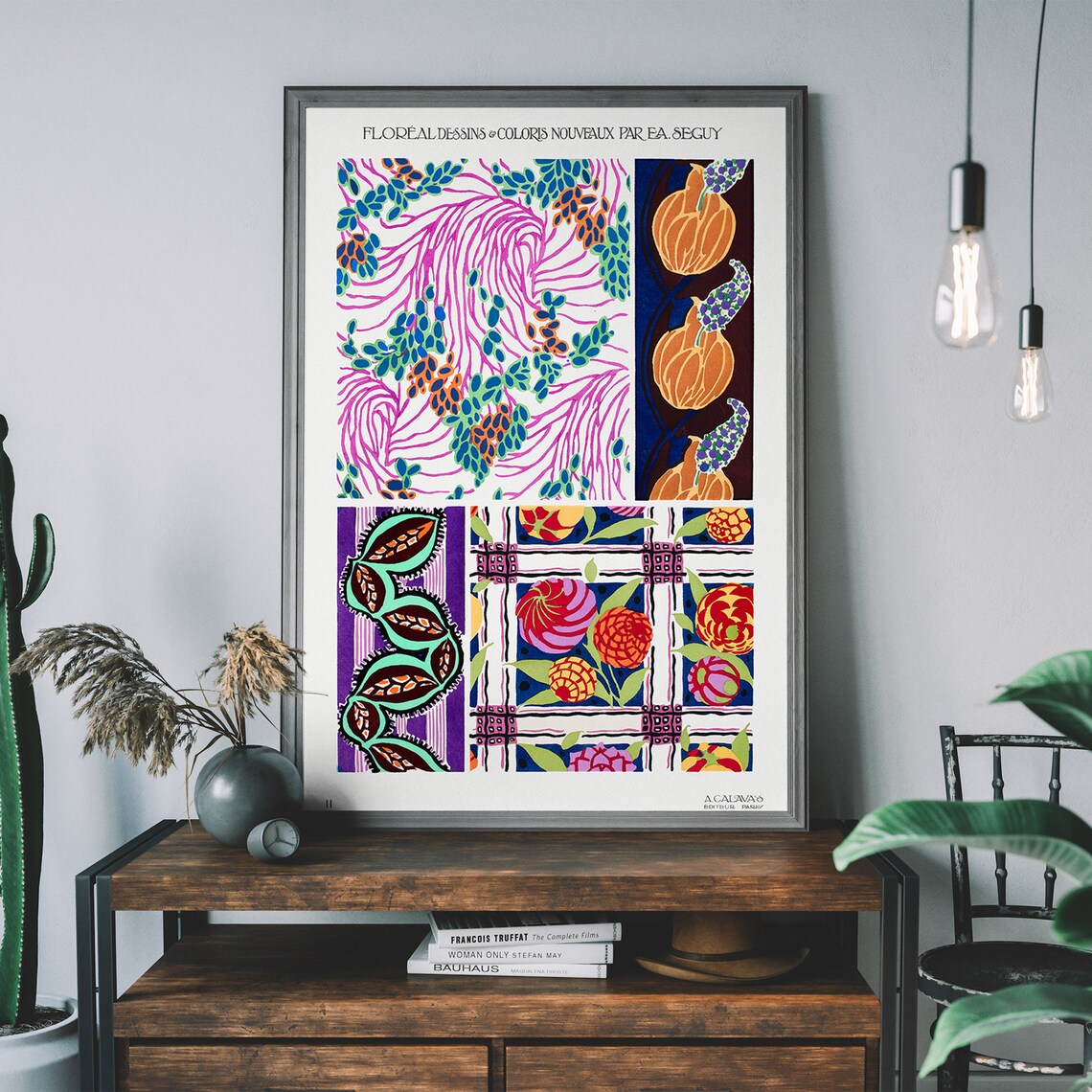 Emilealain Sguy Colourful Abstract Pattern Print Vintage Florist Botanical Illustration Boho Flowers
