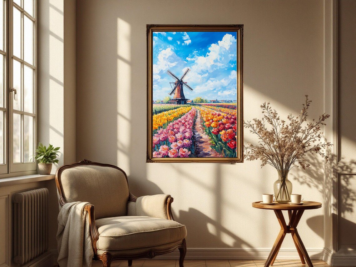 Windmill Landscape - Minimalist Travel Poster - Image 3