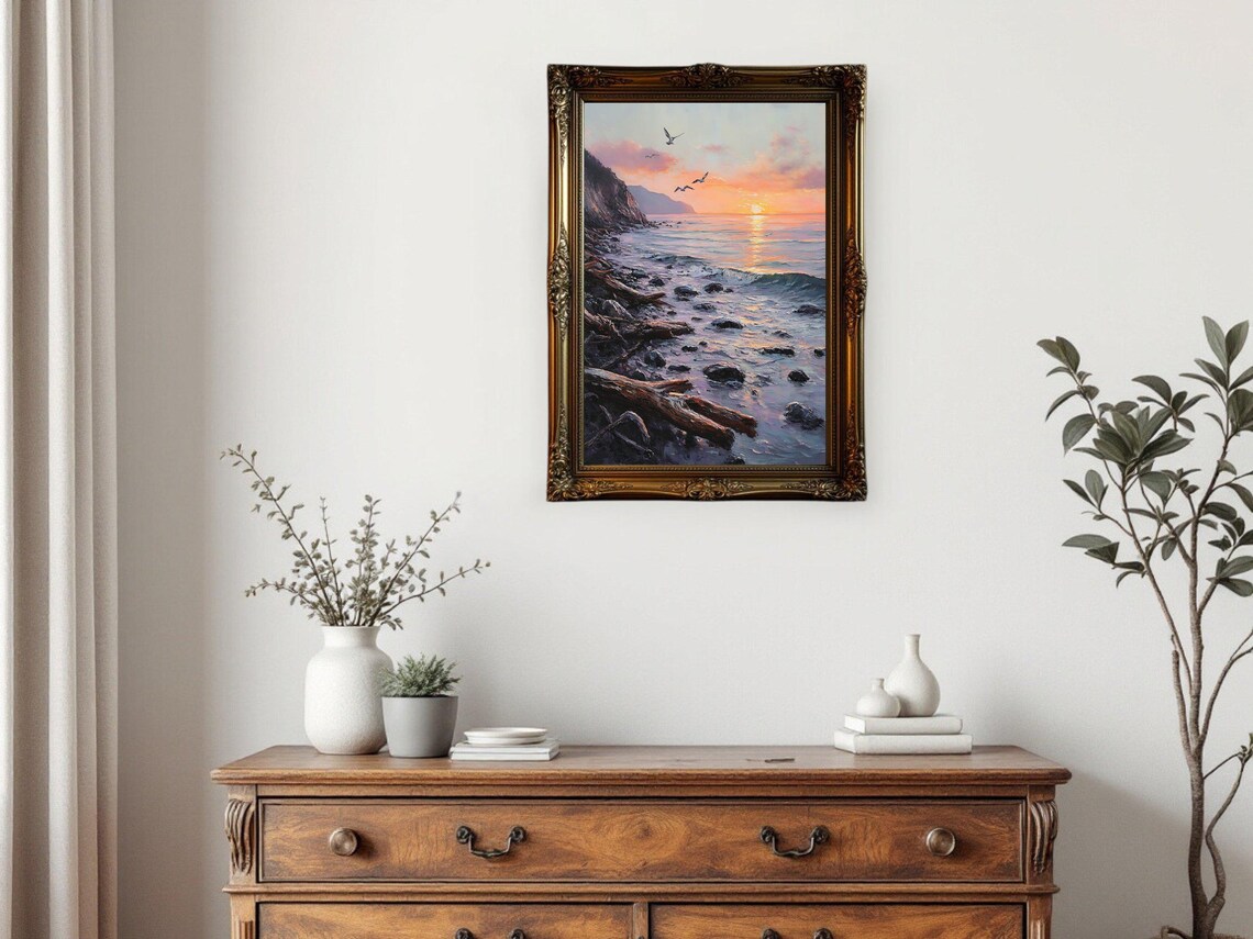 Coastal Sunset Art Print, Tranquil Seascape - Image 2