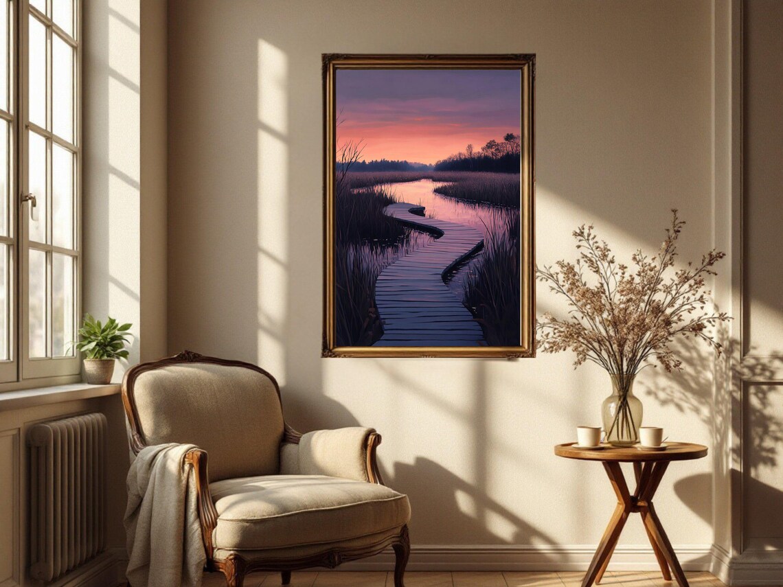 Sunset River Landscape, Scenic Marsh Poster - Image 3