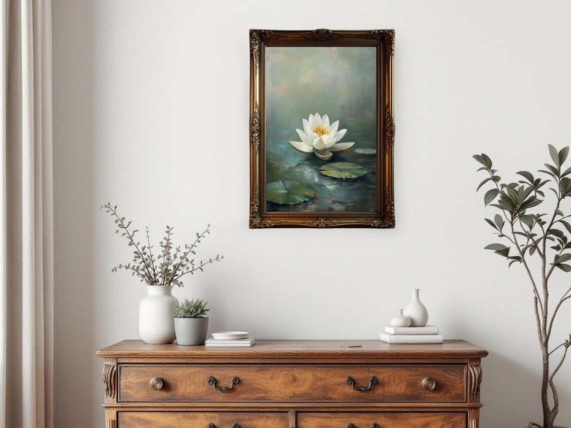 Water Lily Botanical Art Print, Vintage Floral - Image 3