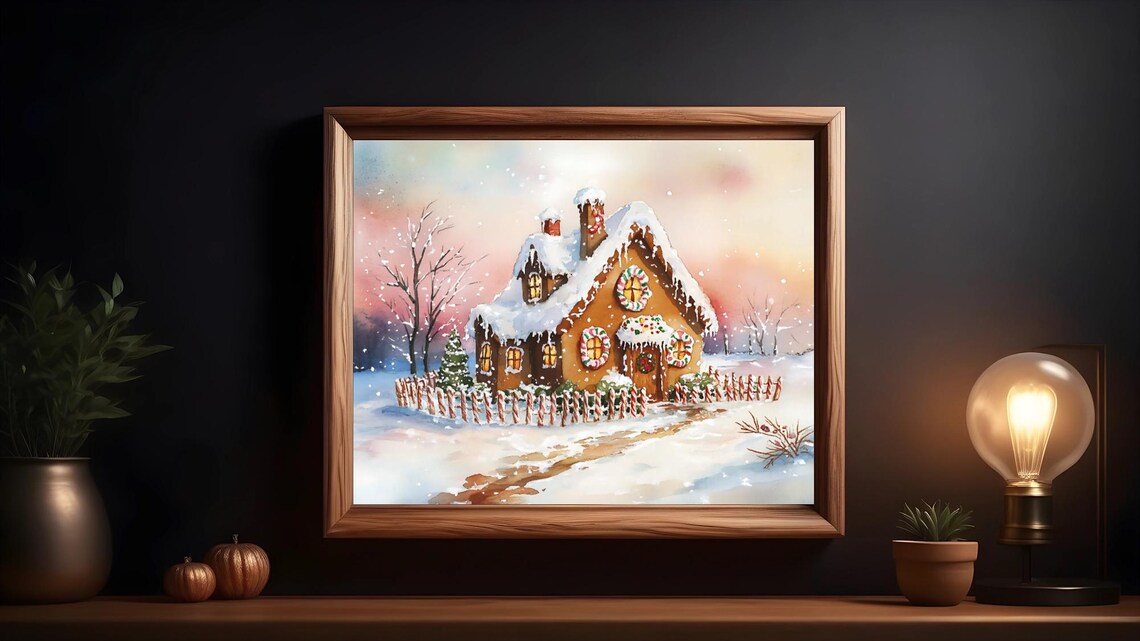 Christmas Village Square Scene, Holiday Market - Image 2