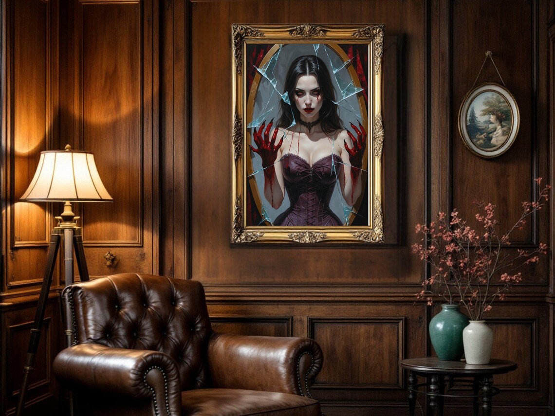 Gothic Vampire Woman Painting, Dark Fantasy Art - Image 2