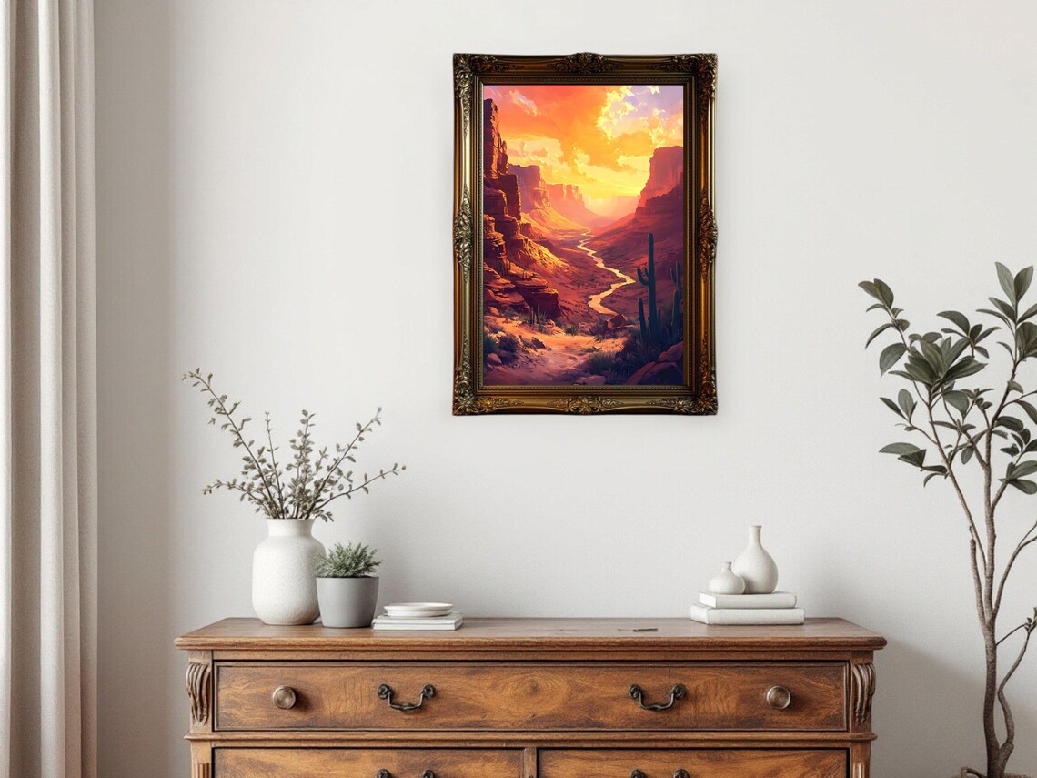 Majestic Canyon Sunset Art Print, Desert Landscape - Image 2