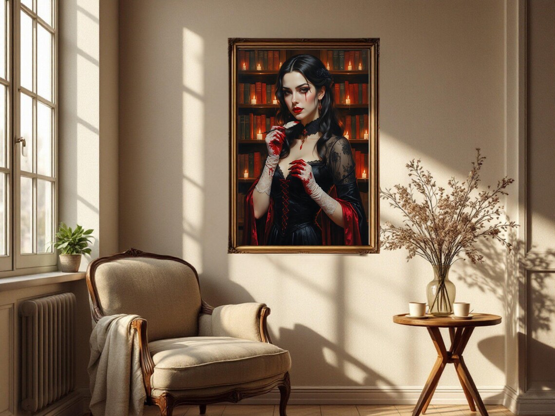 Gothic Vampire Halloween Decor, Dark Fantasy Poster - Image 2