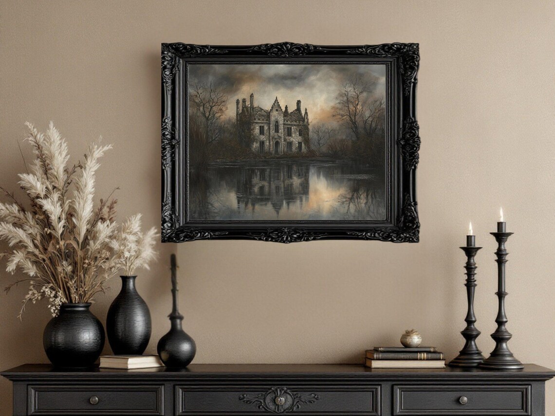 Haunted Mansion, Gothic Castle Dark Forest Art Print - Image 3