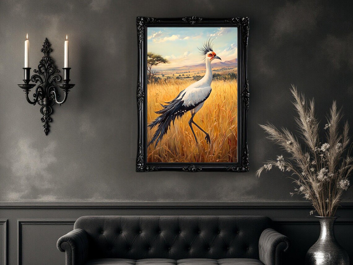 Secretary Bird Wildlife Artwork, African Nature Decor - Image 3