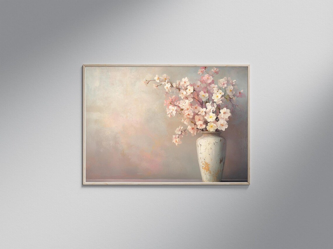 Elegant Floral Vase Art Print, Home Interior Accent