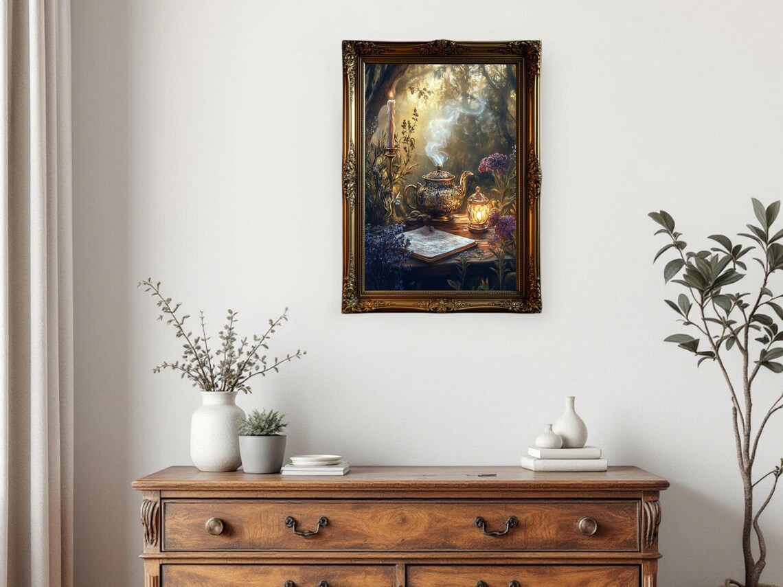 Enchanted Forest Tea Time, Mystical Nature Art Print - Image 3