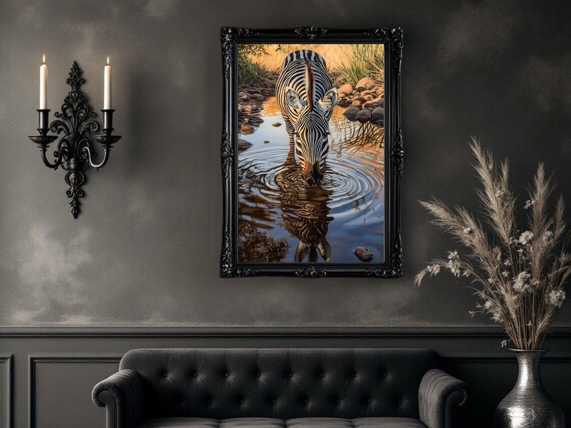 Zebra Reflection - Contemporary Travel Poster - Image 3