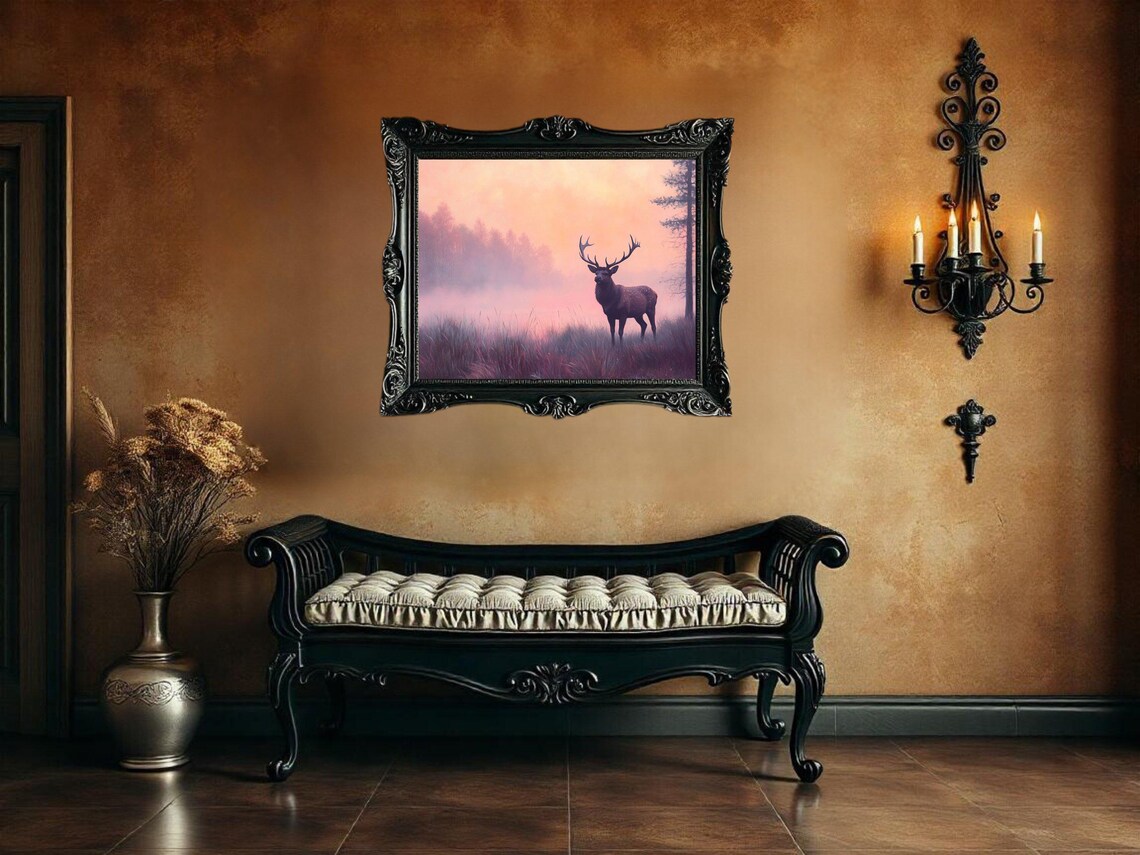 Majestic Deer Art Print, Forest Landscape - Image 2