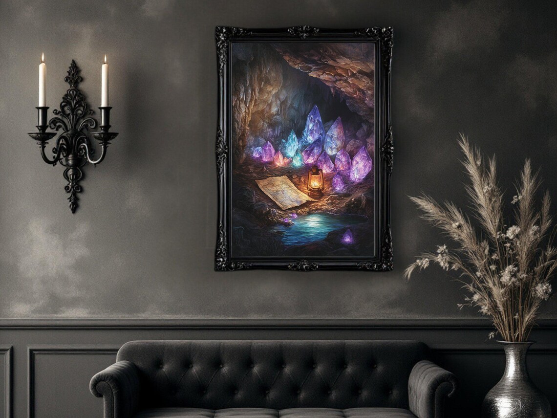 Crystal Cave Mystical Lantern Artwork, Enchanted Rock Decor - Image 2