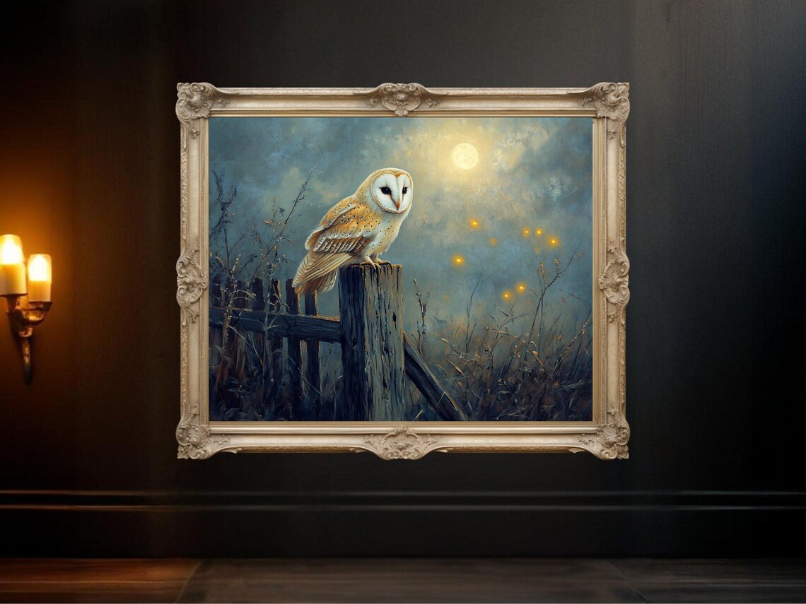 Owl Wall Art Print, Rustic Barn Owl Decor