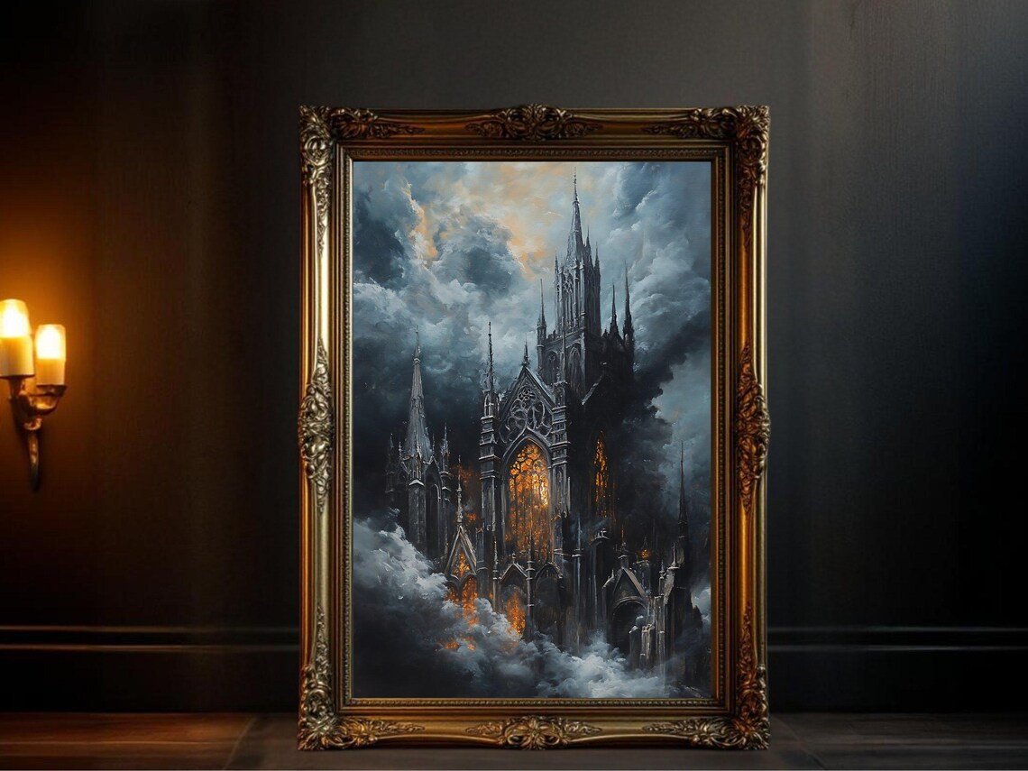 Gothic Castle Fantasy Gothic Church, Art Print