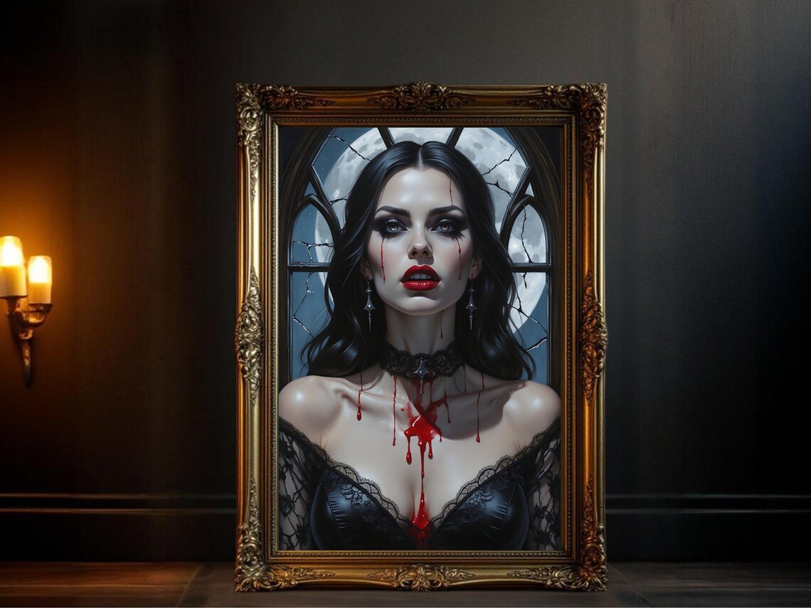 Gothic Vampire Woman, Dark Fantasy Portrait