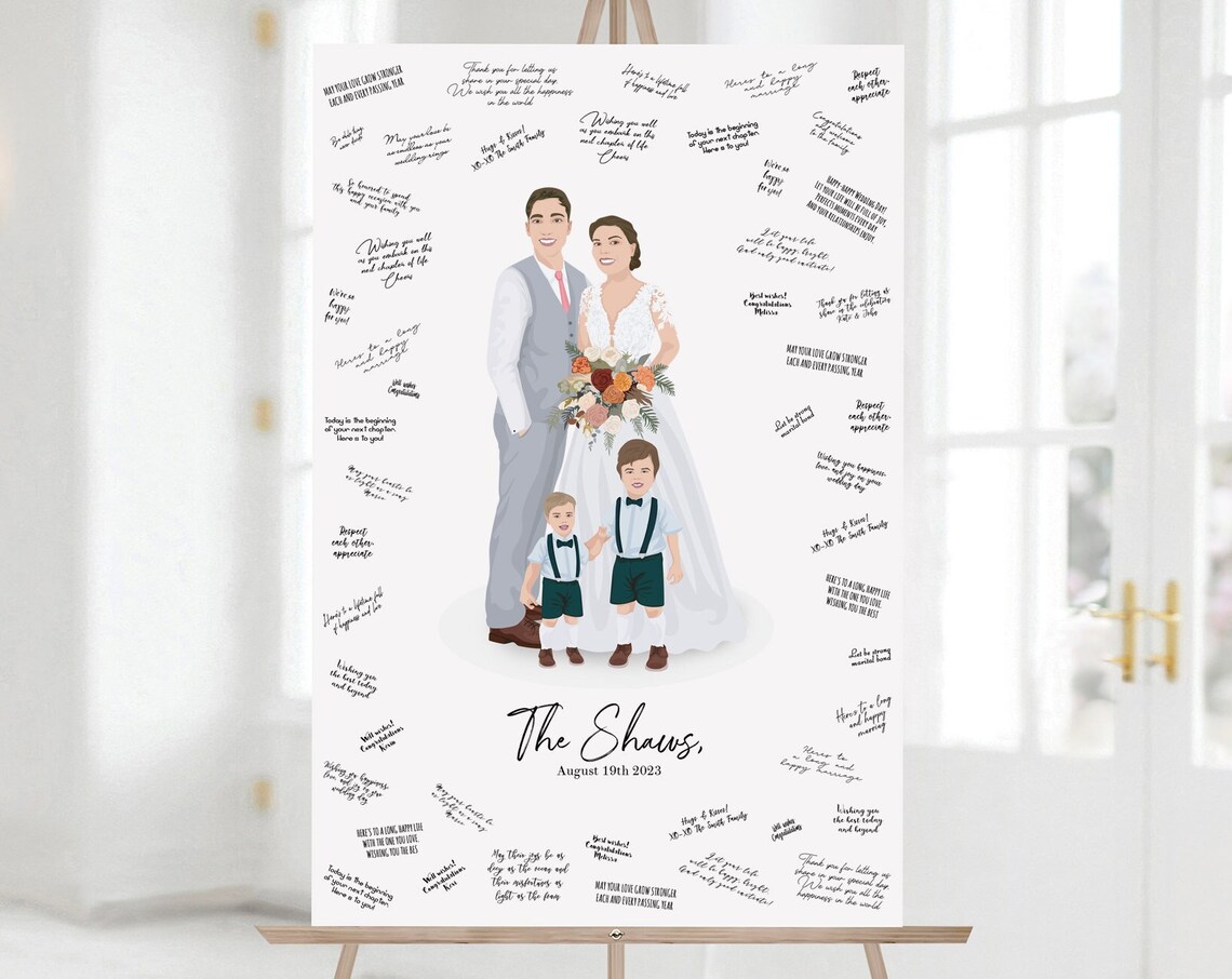 The Shaws Family Wedding Guest Book Portrait With Kids Poster