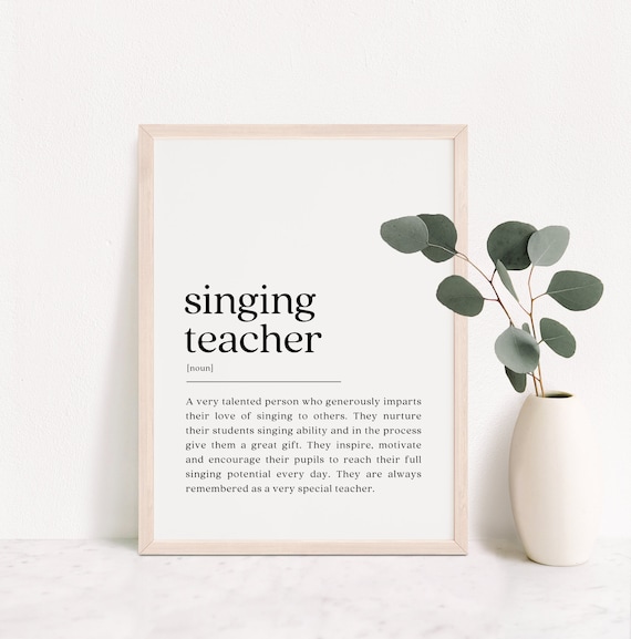 Singing Teacher Dictionary Definition Gift Poster in Black & White