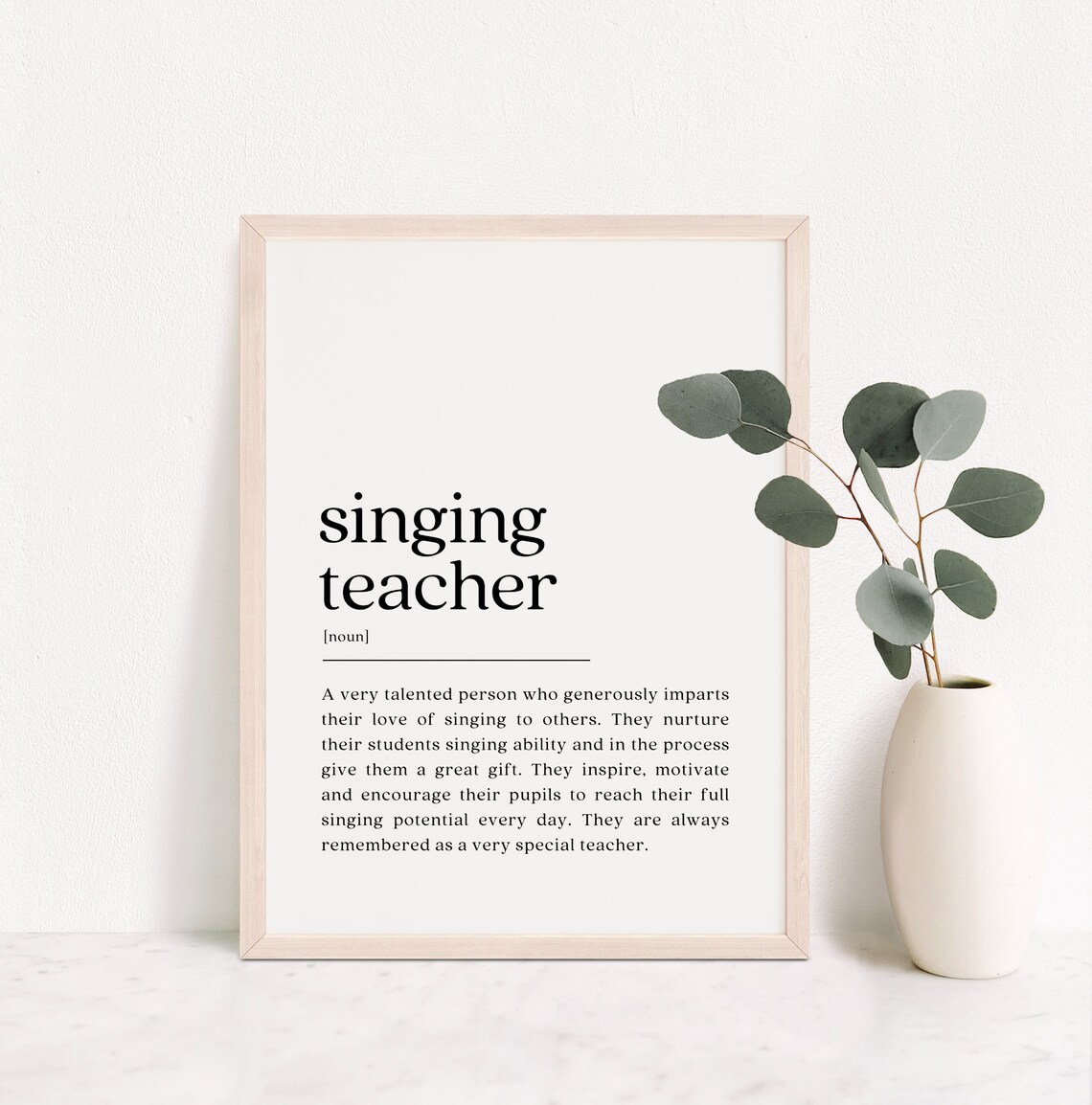 Singing Teacher Dictionary Definition Gift Poster in Black & White
