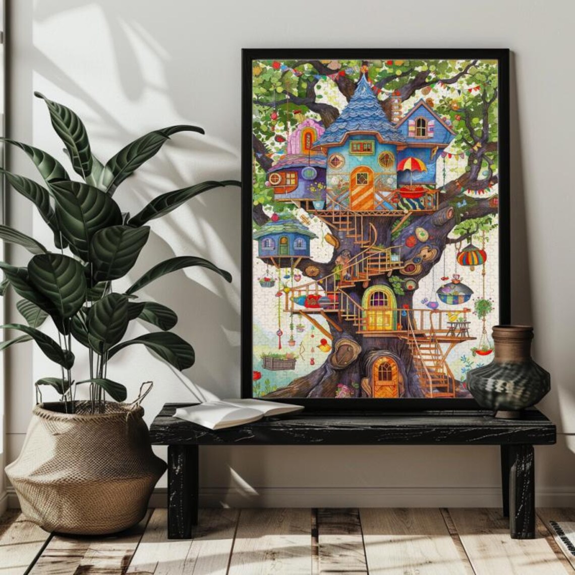 Fantasy Tree House Abstract Whimsical Landscape Art Print - Image 2