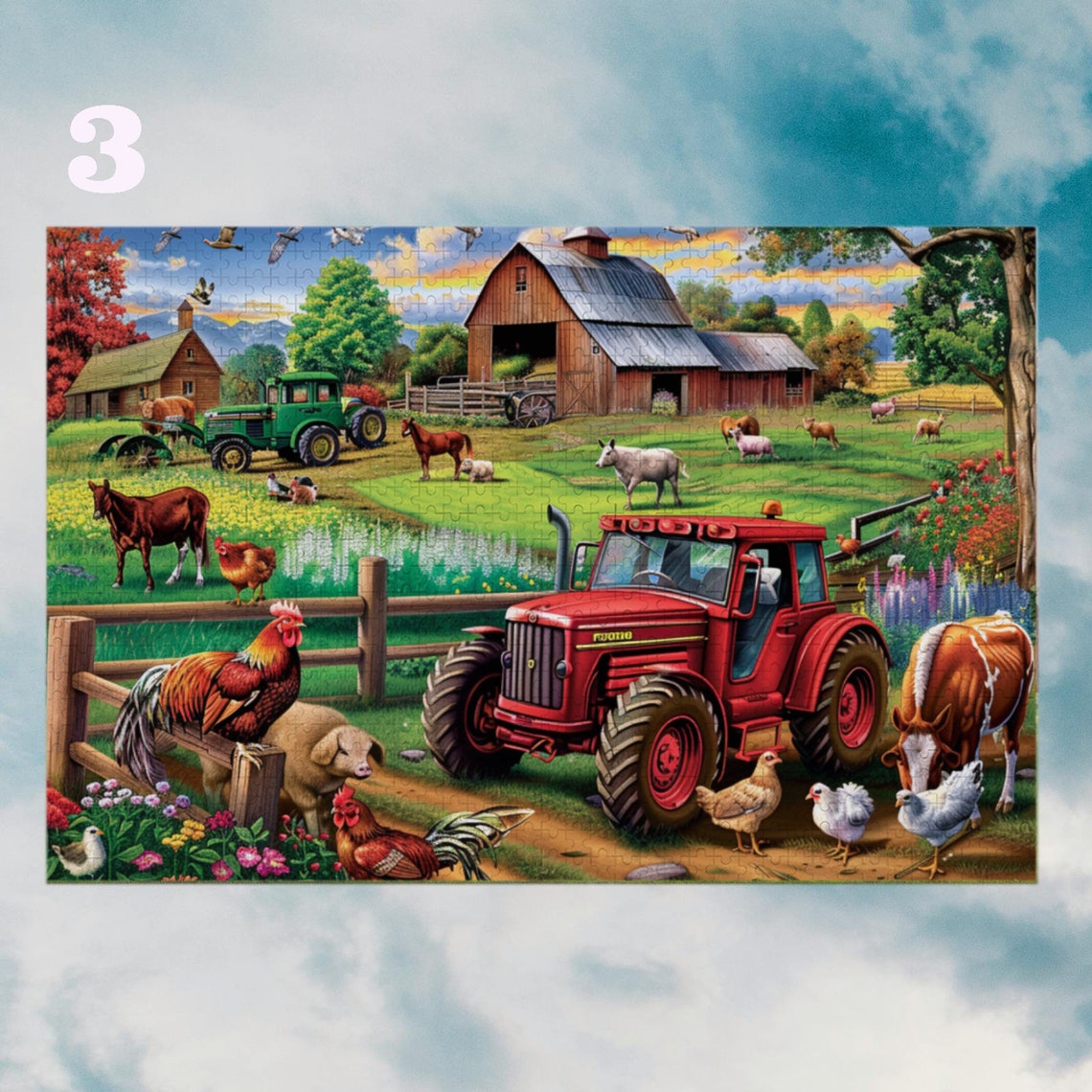 Farm Life Chicken Sheep Horse Cow Jigsaw Puzzles From Photo 300 500 1000 Piece Wooden Picture Puzzle Adults For Birthdaykidsfamily Gift - Image 4
