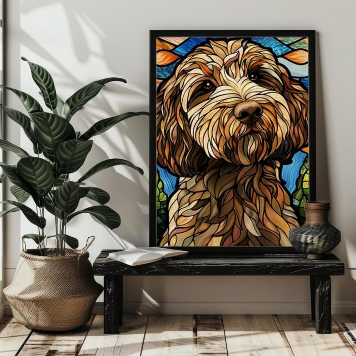 Stained Glass Goldendoodle Dog Puzzle, Gift Idea - Image 2
