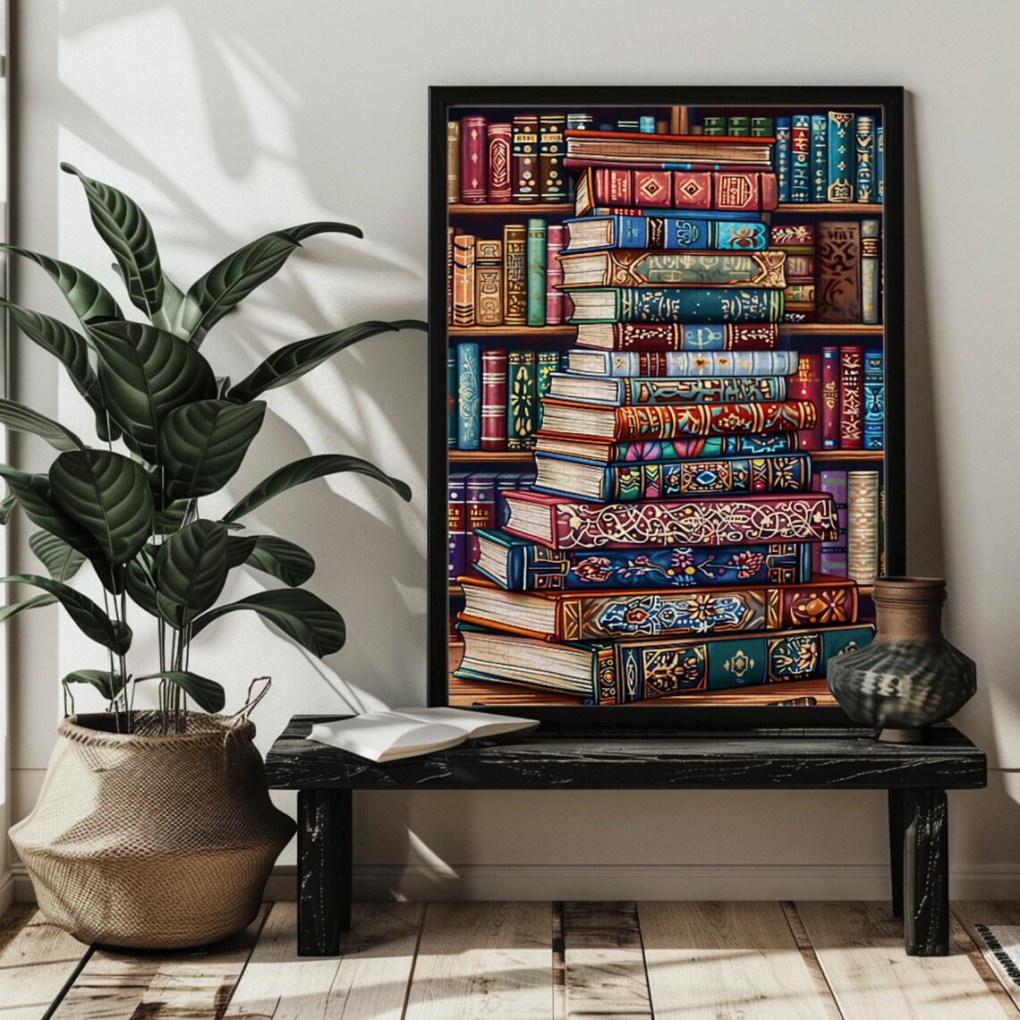 Vintage Library Bookshelf Jigsaw Puzzle, Book Stack - Image 3