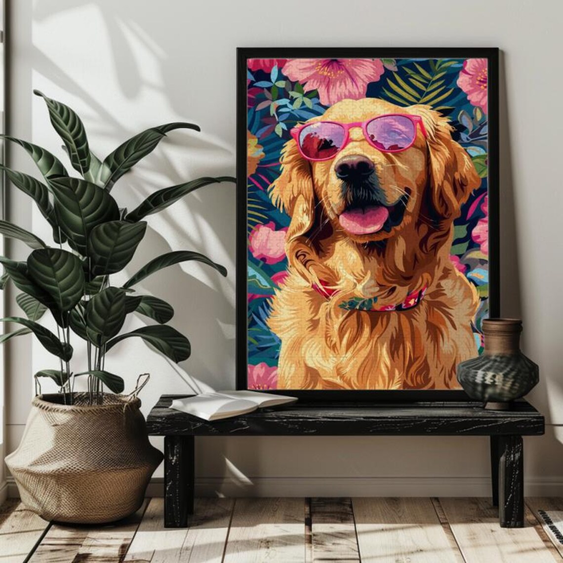 Fashion Golden Retriever Jigsaw Puzzledogs Lovers Giftgolden Retriever Floral Puzzles3005001000 Wood Picture Puzzle Gift For Dadmom - Image 2
