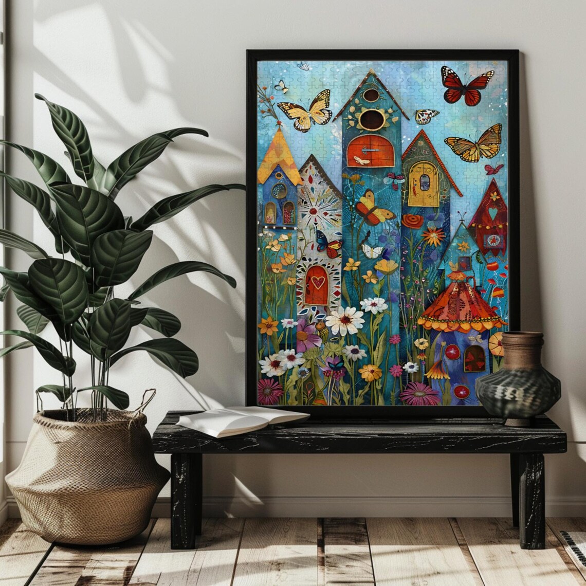 Vibrant Garden Wall Art Print, Wildflower Butterflies - Image 2