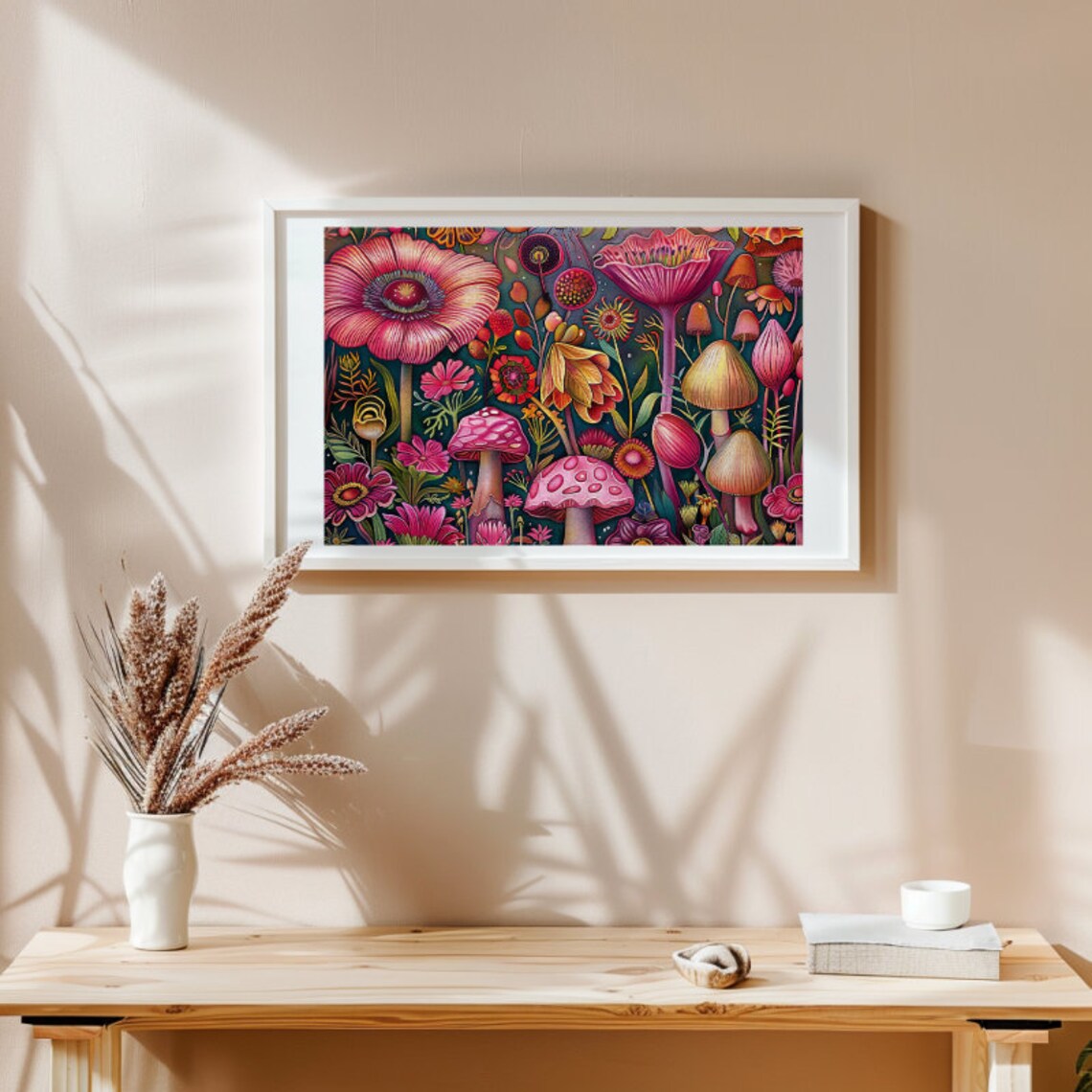 Mushrooms and Flowers Jigsaw Puzzle Art Print - Image 4