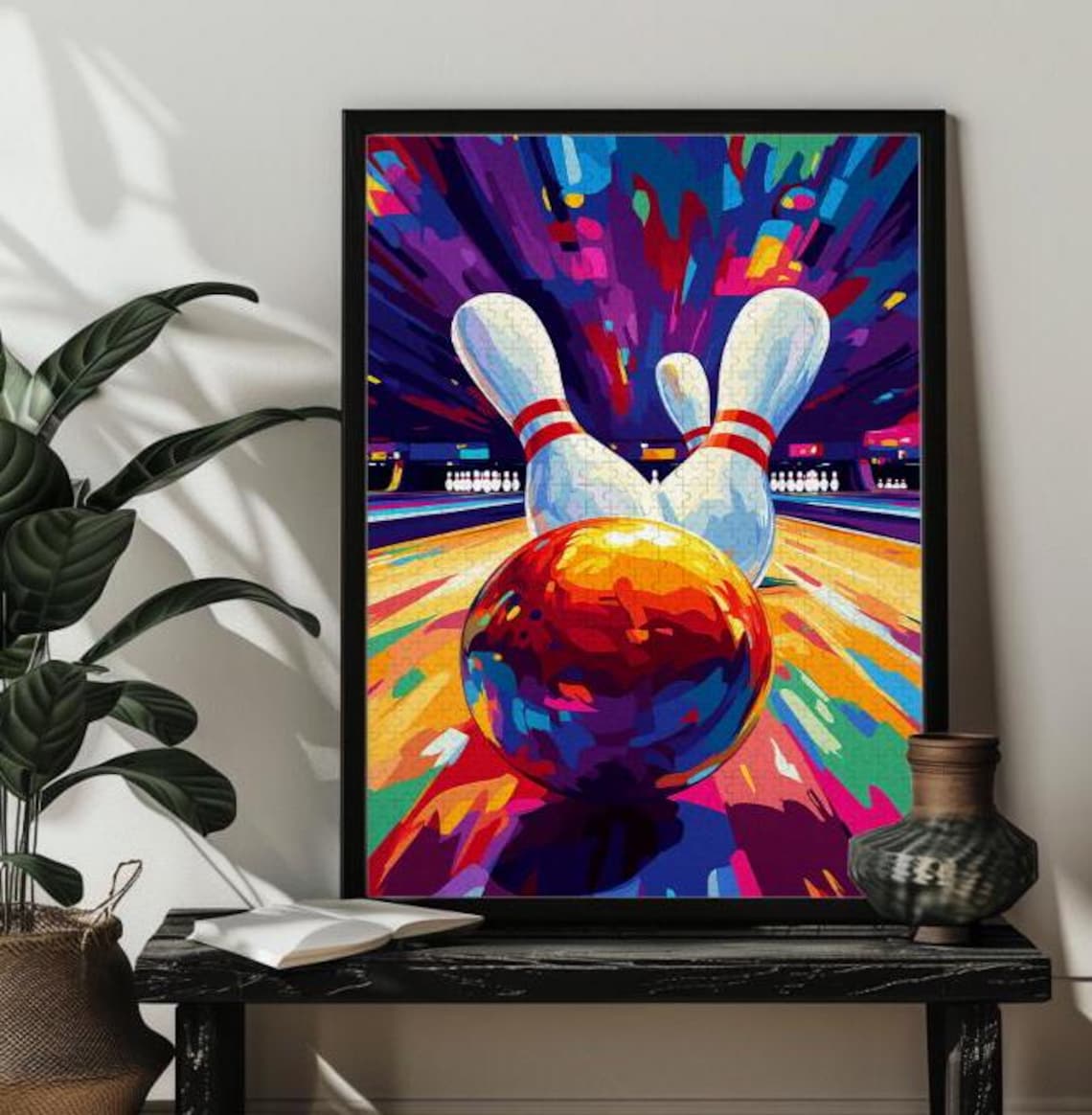 Colorful Bowling Jigsaw Puzzle Sports Art Print - Image 3