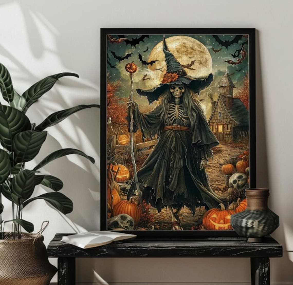 Horror Halloween Jigsaw Puzzle Art Print, Ghost Skeleton