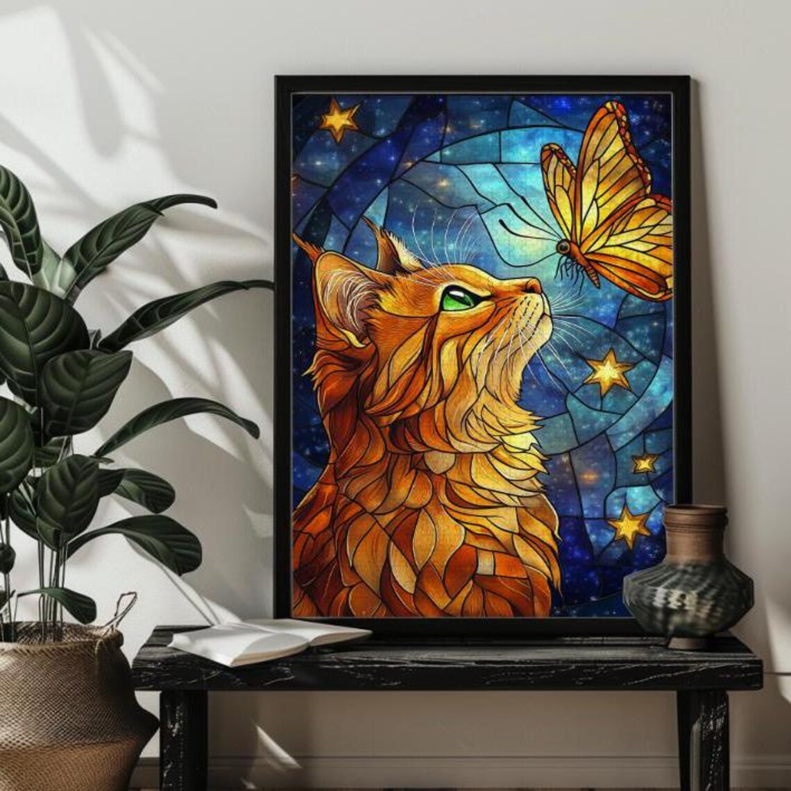 Stained Glass Cat Jigsaw Puzzle, Cat Lover Gift - Image 3