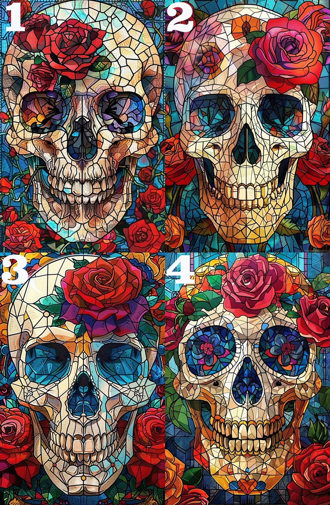 Skeleton with Colorful Flowers Day of the Dead Floral Poster - Image 4