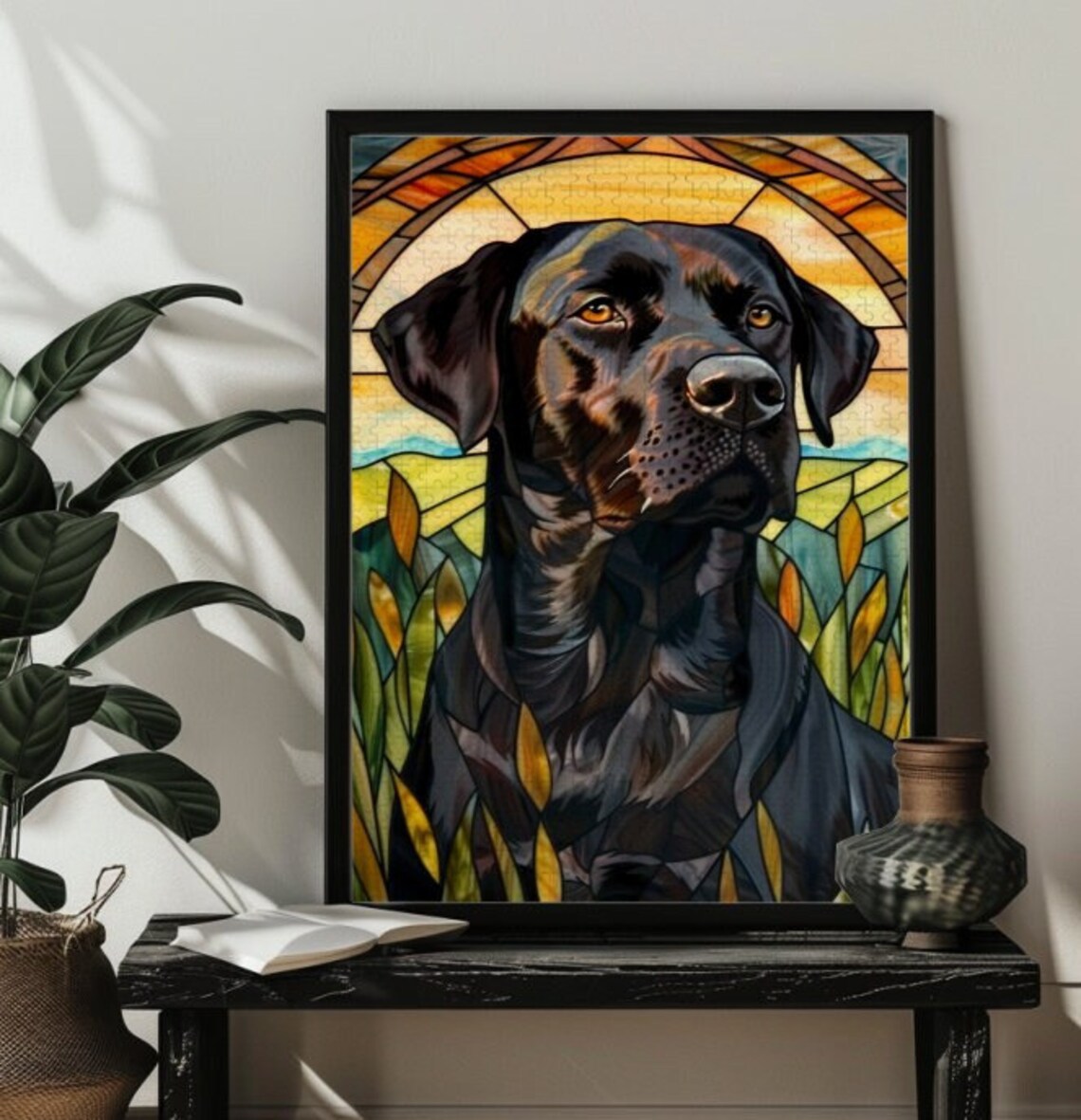 Stained Glass Labrador Retriever Art Print