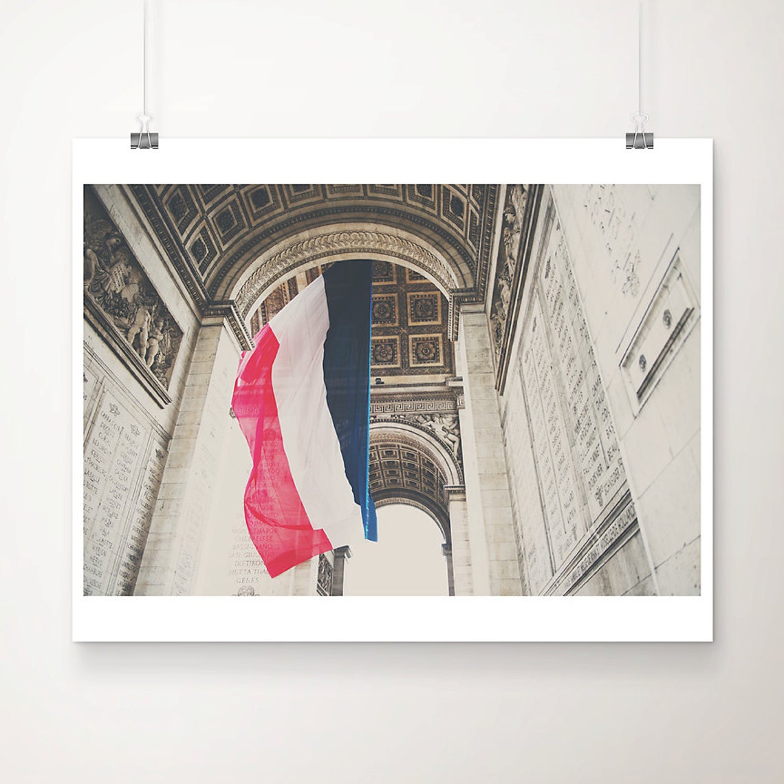 Arc de Triomphe Paris With French Tricolore Flag Photography Poster