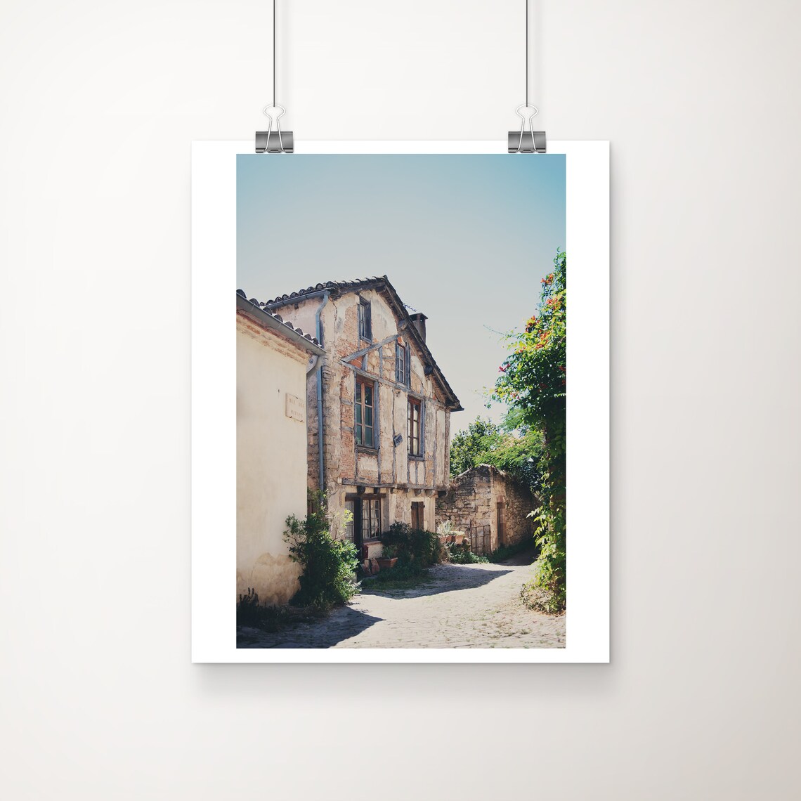 Historic French Village Old Stone House Street Photography Art Poster
