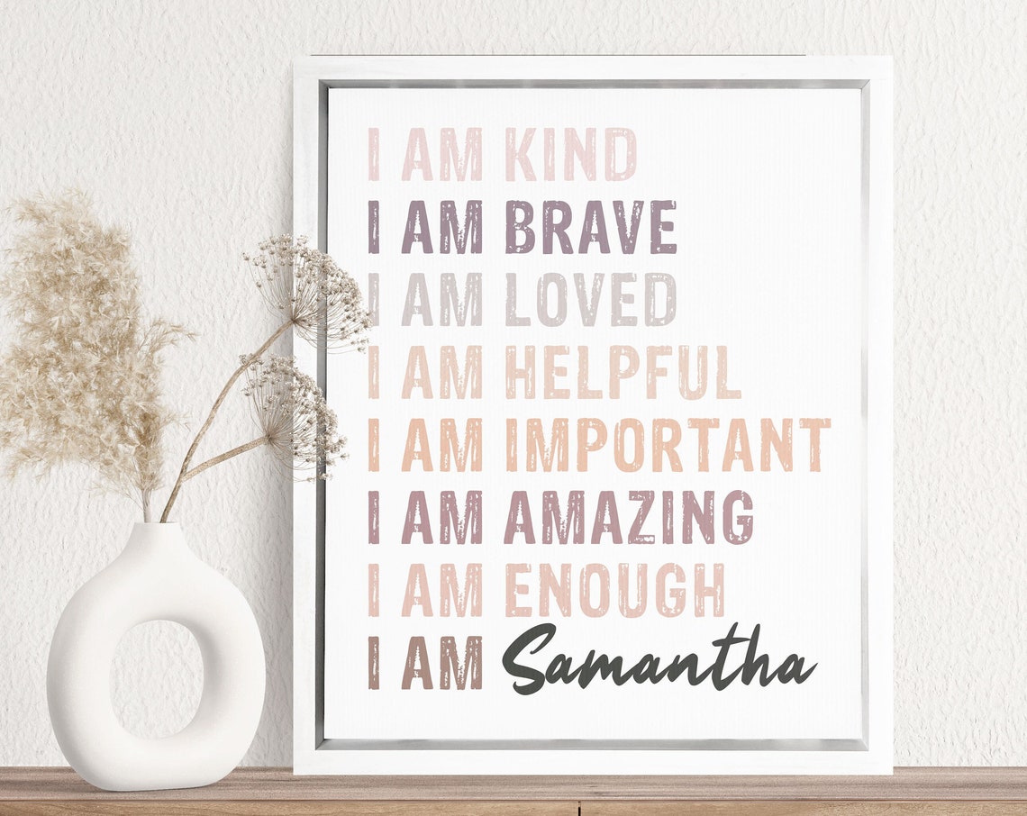 Personalized I Am Enough Kids Affirmation Custom Name Poster