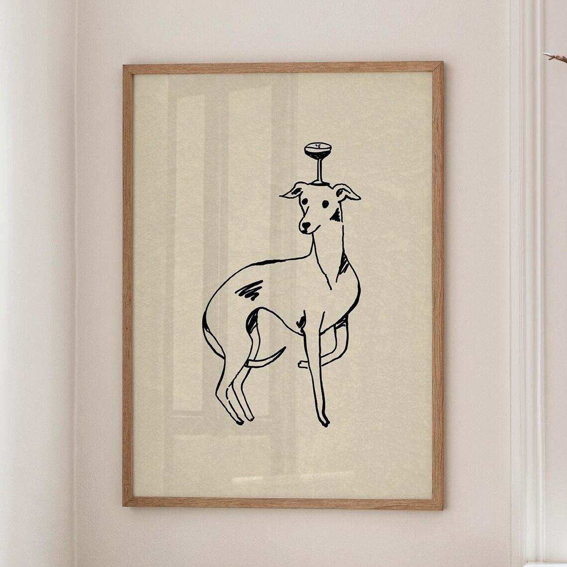 Dog Cocktail Print, Neutral Modern Bar Cart Decor