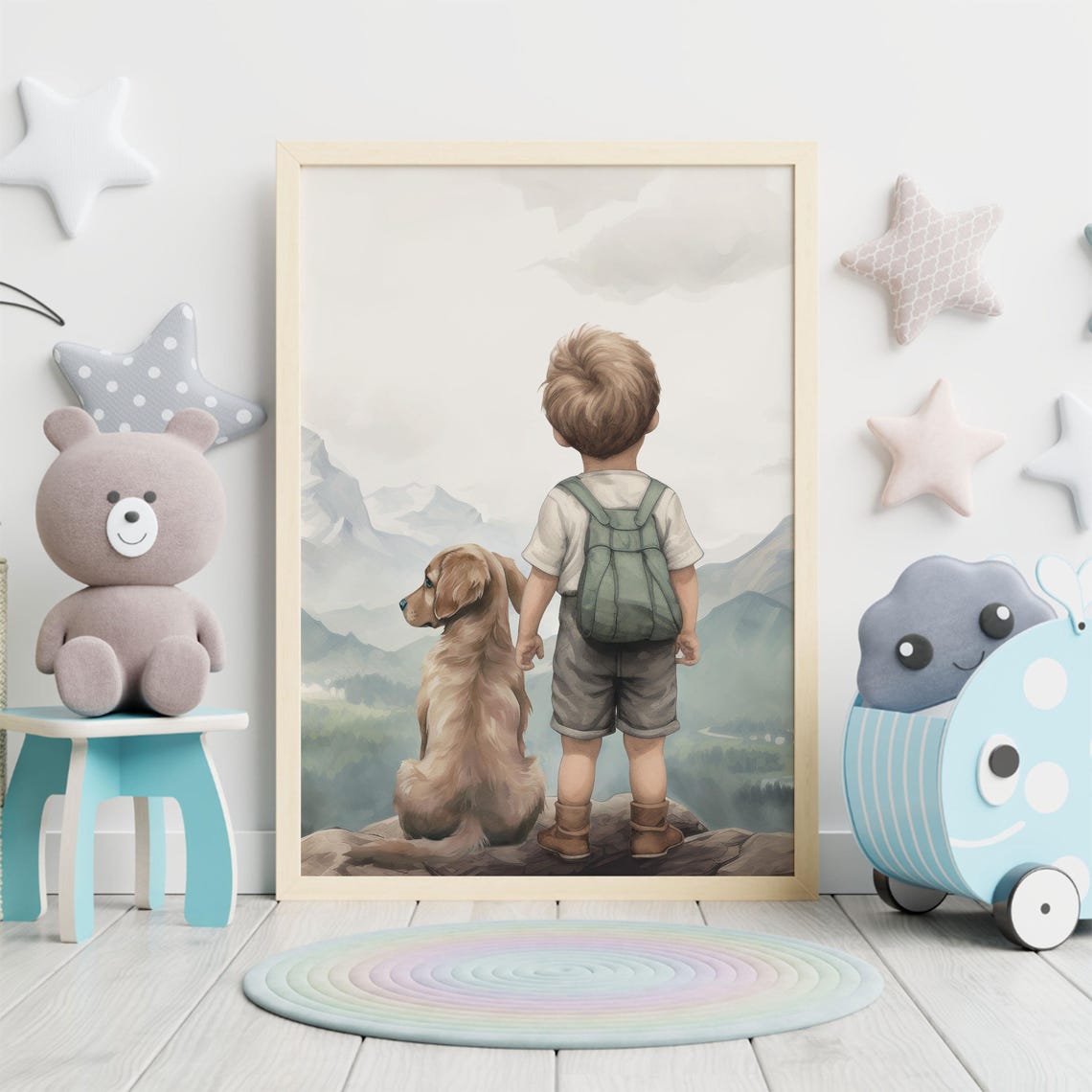 Golden Retriever Nursery Decor Boy Dog Painting Golden Retriever Art Print Puppy Nursery Wall Art Kids Dog Wall Art For Boy - Image 5