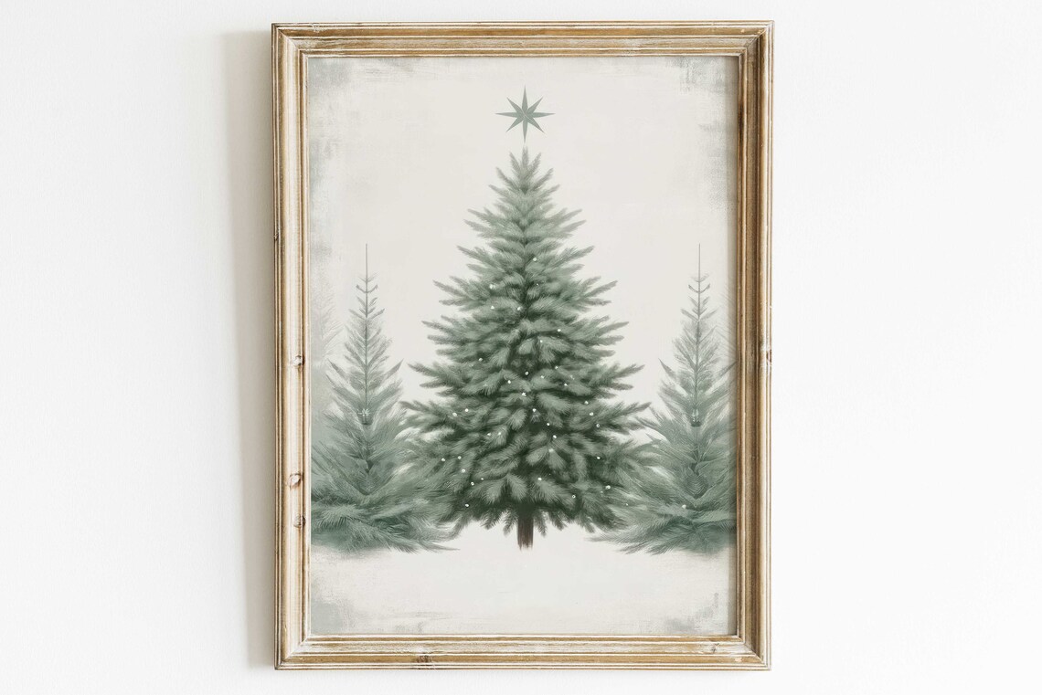 Christmas Tree Vintage Rustic Poster Print
