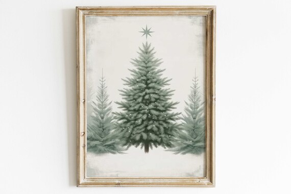 Christmas Tree Vintage Rustic Poster Print