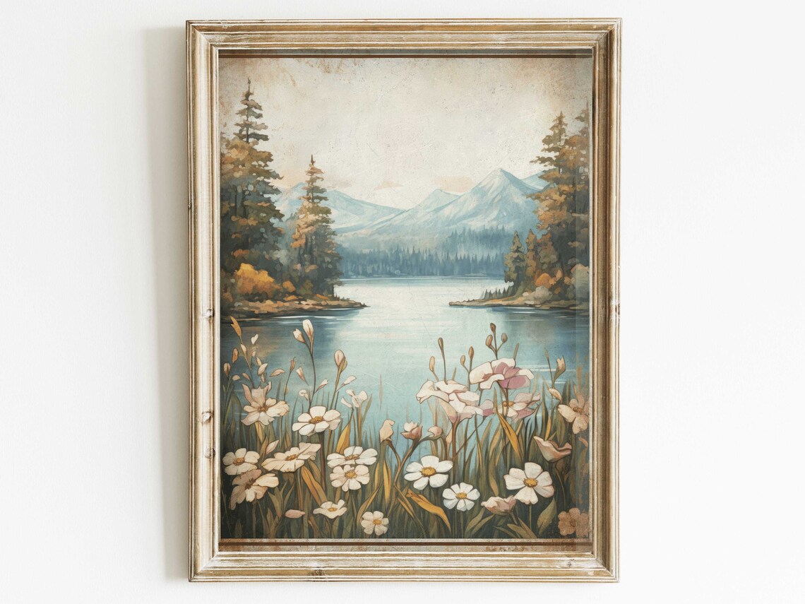 Mountain Landscape Art Print, Cabin Decor