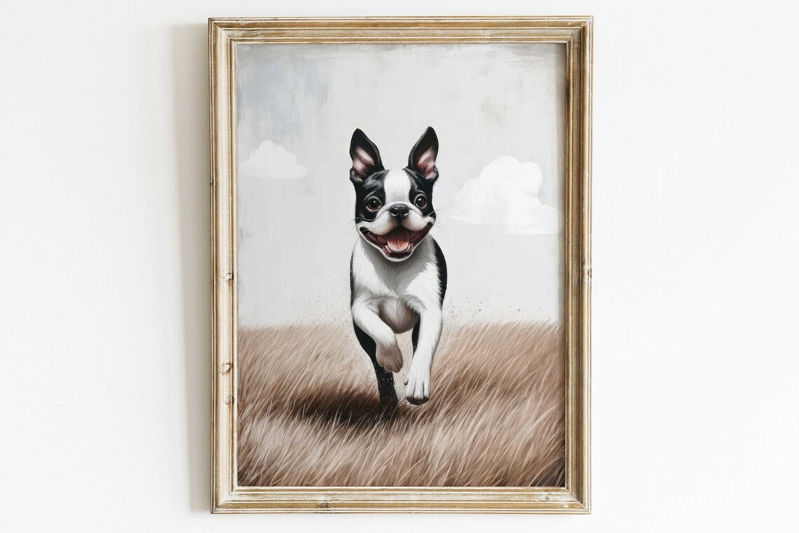 Boston Terrier Vintage Dog Portrait Art Print