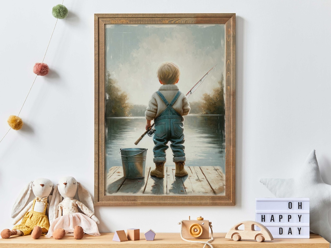 Fishing Nursery Art Print for Boys Room Decor