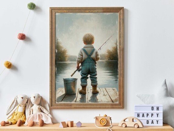 Fishing Nursery Art Print for Boys Room Decor