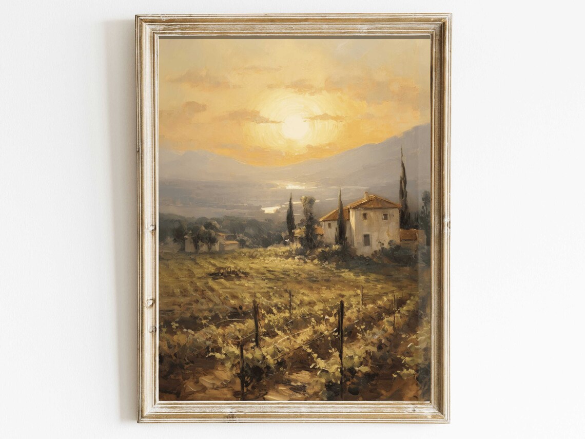 Vineyard Painting Tuscany Italian Landscape Art Print