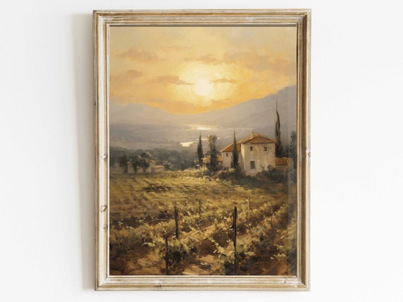 Vineyard Painting Tuscany Italian Landscape Art Print