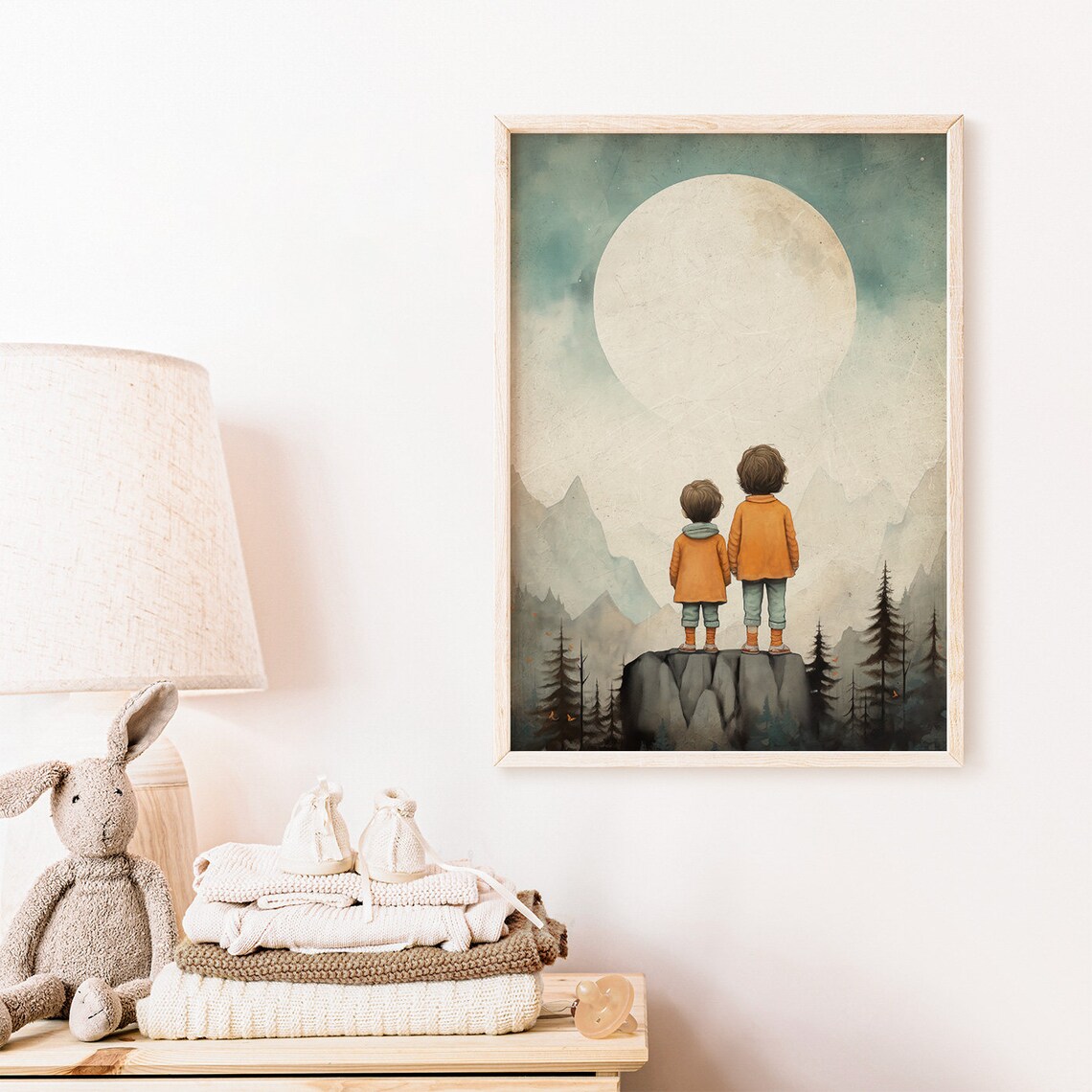 Brother And Sister Siblings Portrait, Vintage Art Print - Image 2