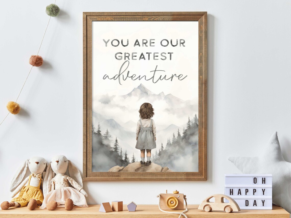 Girls Nursery Quote, Vintage Style Kids Room Art Print