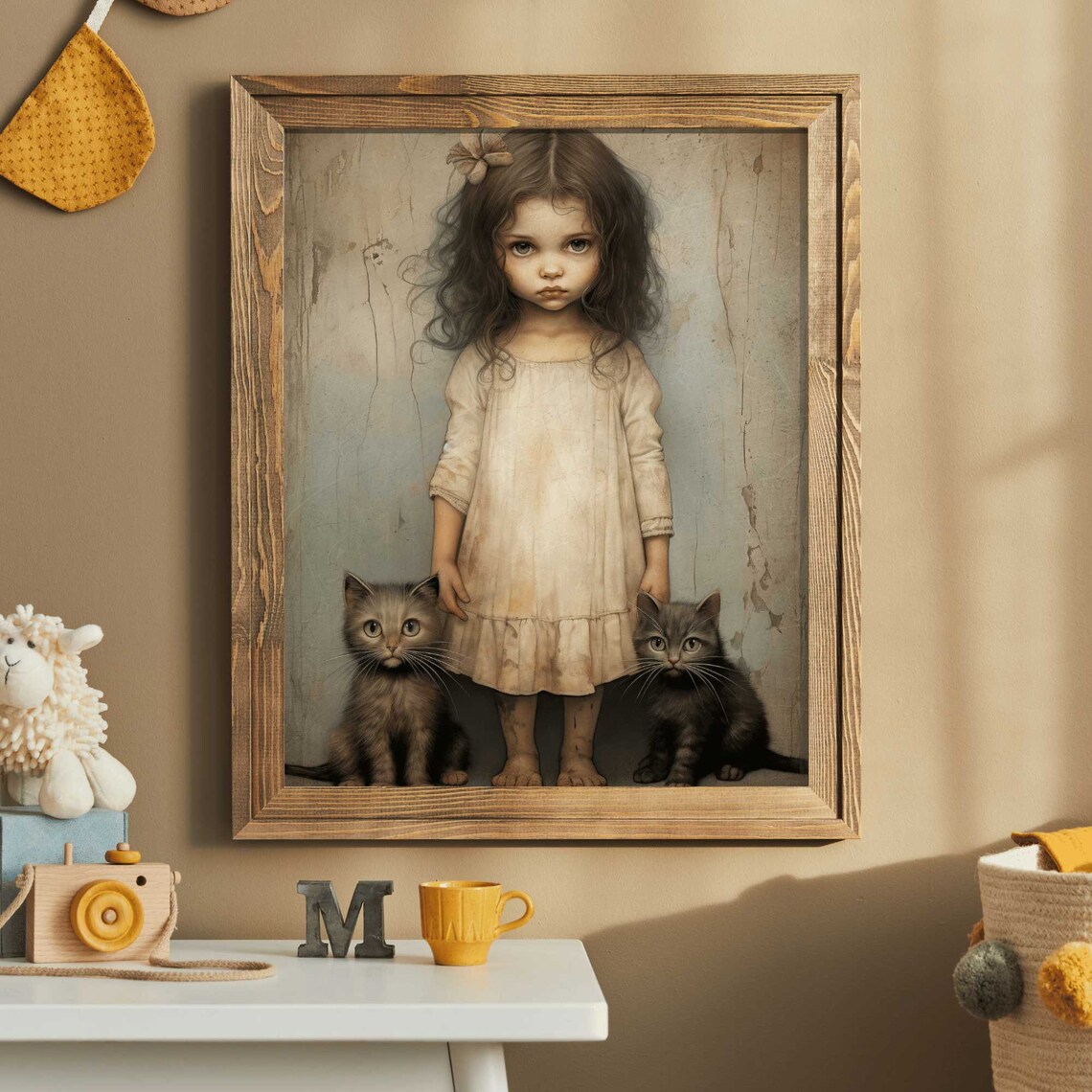 Vintage Cat Nursery Print, Whimsigoth Girls Room Decor - Image 2